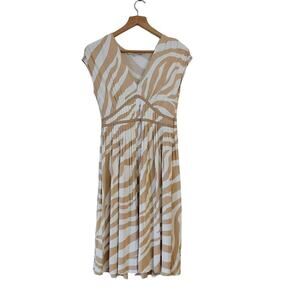 Ann Taylor LOFT Animal Print Dress Size 2 Tan Neutral Preppy Feminine Career